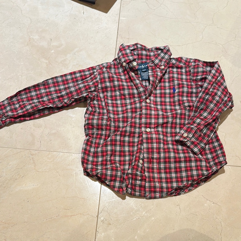 Red and Black Plaid Button-Up Shirt